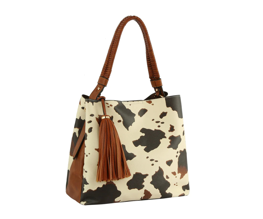 Delilah Cow Print Satchel